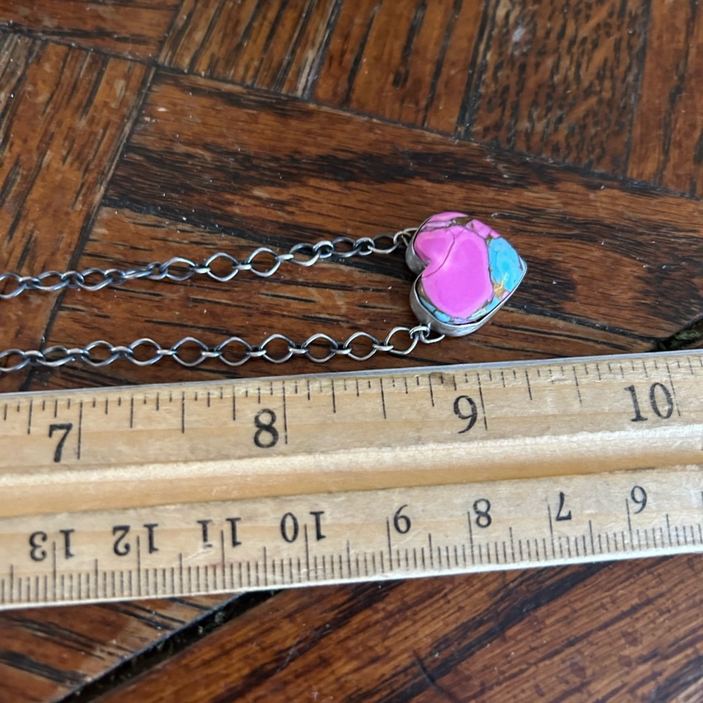 925 Sterling cotton candy turquoise heart necklace - Picture 6 of 6